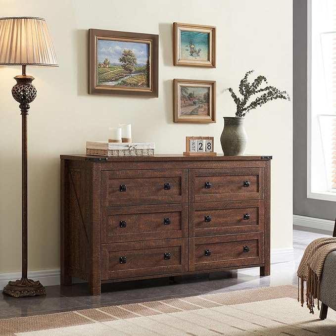 T4TREAM Farmhouse 6 Drawers Dresser