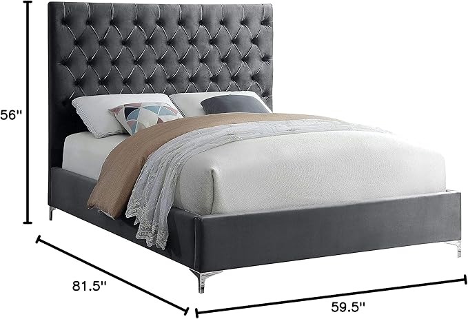 Meridian Furniture Cruz Collection Modern | Contemporary Velvet Upholstered Bed