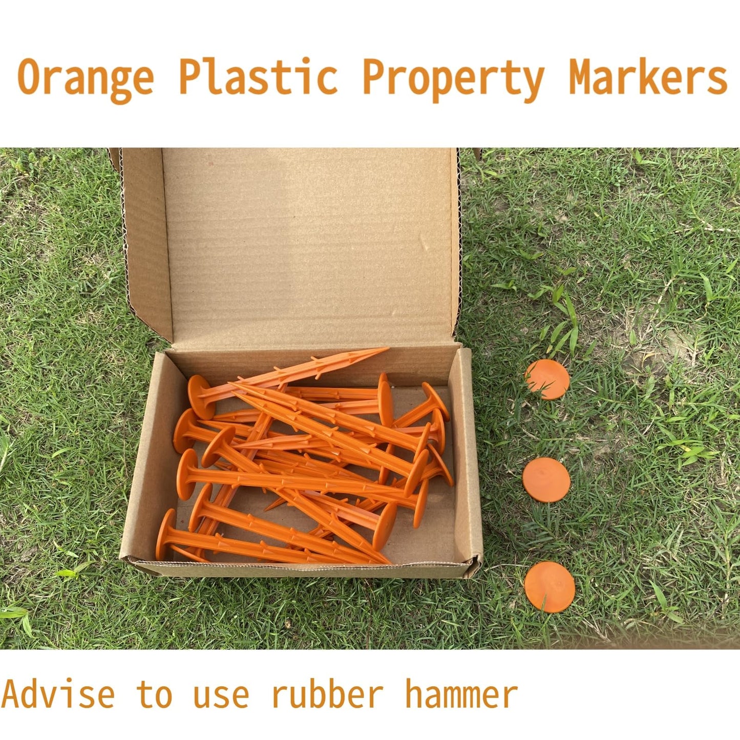 indiedouker Property Line Markers - Unbreakable 6.3" Barbed Stakes for Ground and Survey Use (Color Plastic, 40)