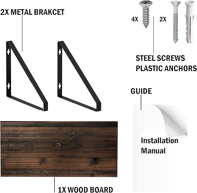 BAMEOS Floating Shelves Rustic Wood Wall Shelf Wall Mounted Shelves