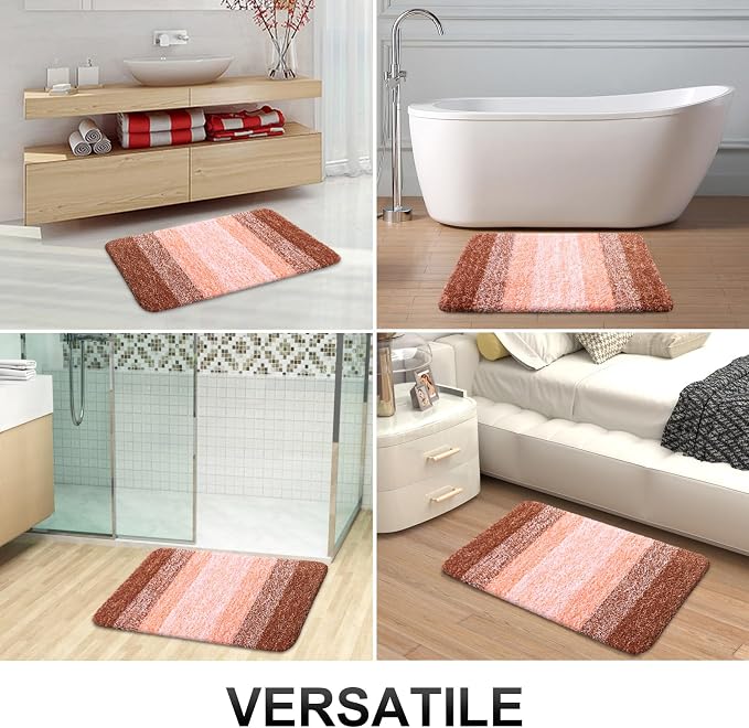 OLANLY Large Bathroom Rugs Mat 50x30, Extra Soft Absorbent Microfiber Bath Rugs, Rubber Backing, Quick Dry, Machine Washable Bath Mat for Bathroom Floor, Tub and Shower, Home Decor Accessories, Orange