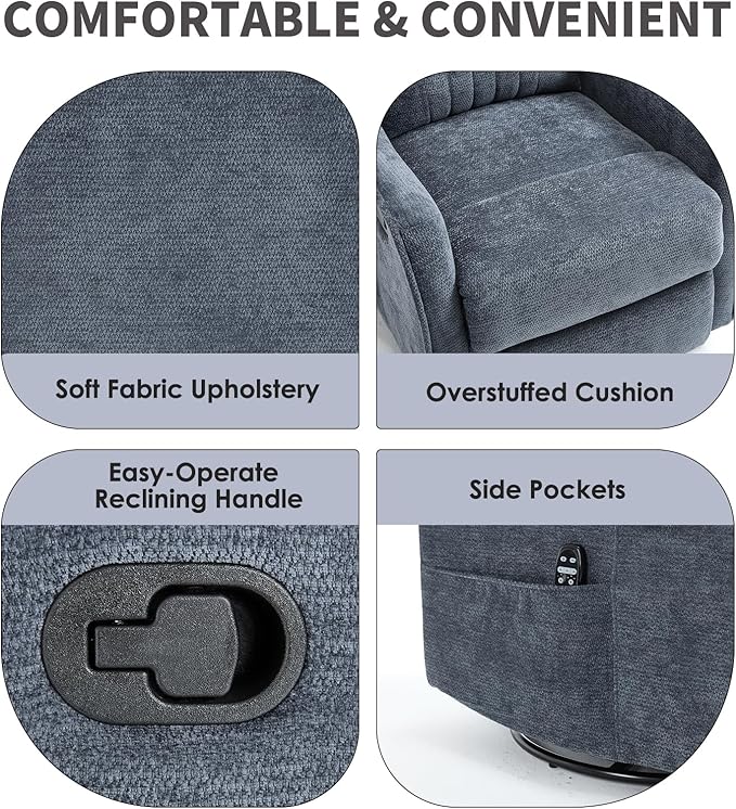 Trustyue Swivel Rocker Recliner Chair, 360° Swivel Recliner