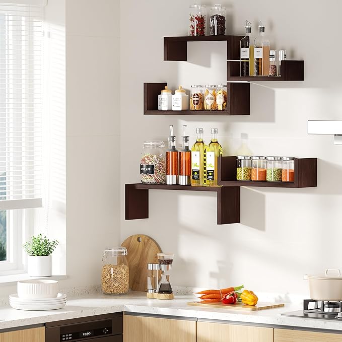 SRIWATANA Floating Shelves for Wall, Wall Shelves for Bathroom, Living Room