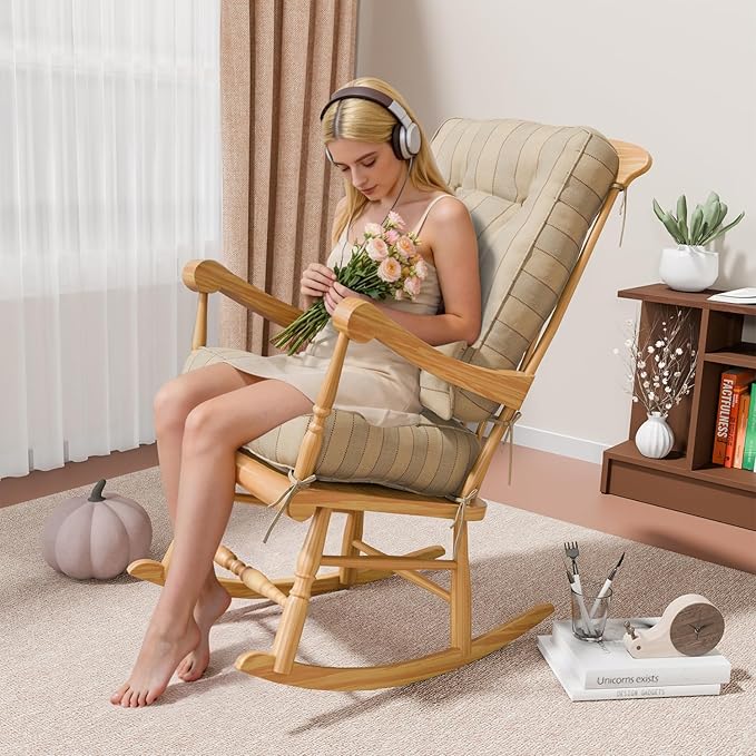 Rocking Chair Cushions with Pillow, Waterproof and Fade-Resistant Thicken