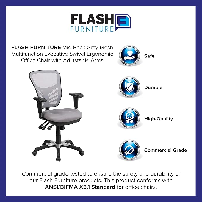 Flash Furniture Nicholas Mid-Back Swivel Office and Gaming Chair, Ergonomic