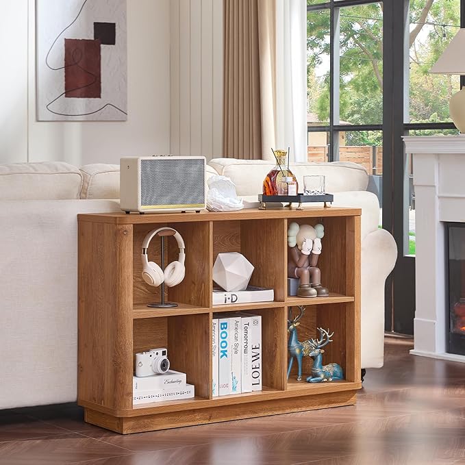 Joaxswe 6 Cube Storage Book Shelf, Floor Standing 2-Tier Wooden Bookshelf