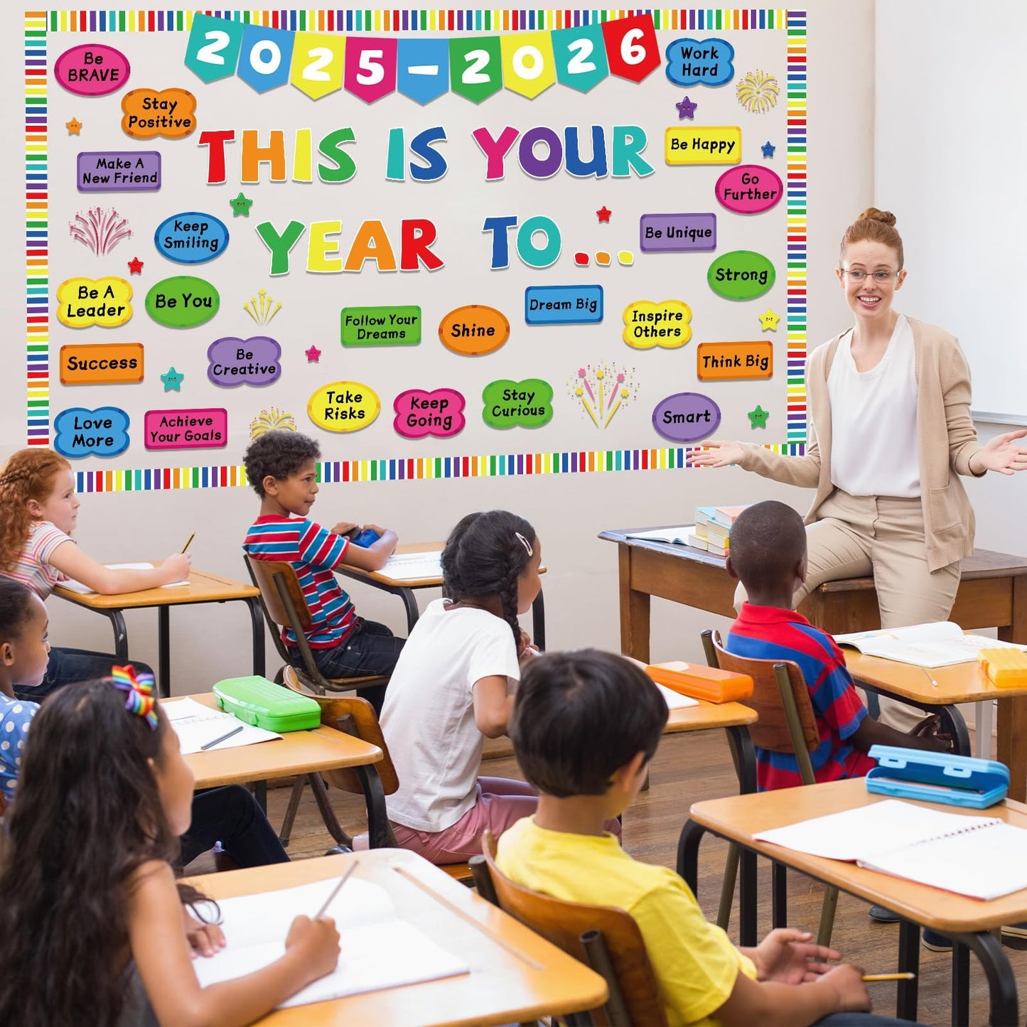 New Year Bulletin Board Set This is Your Year to 2025-2026 Bulletin Board Decorations Inspirational Motivational Paper Cutouts Welcome Back to School Party Classroom Wall Door Decor Supplies