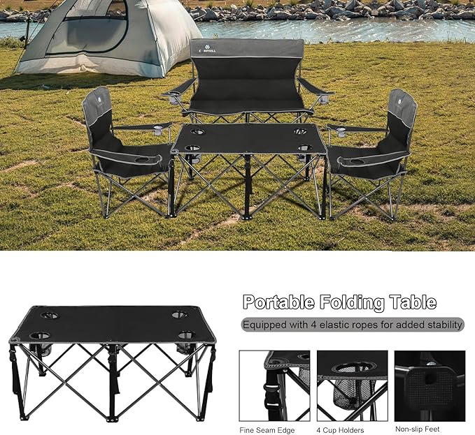 Camping Chair Set of 3, Outdoor Folding Camping Chairs