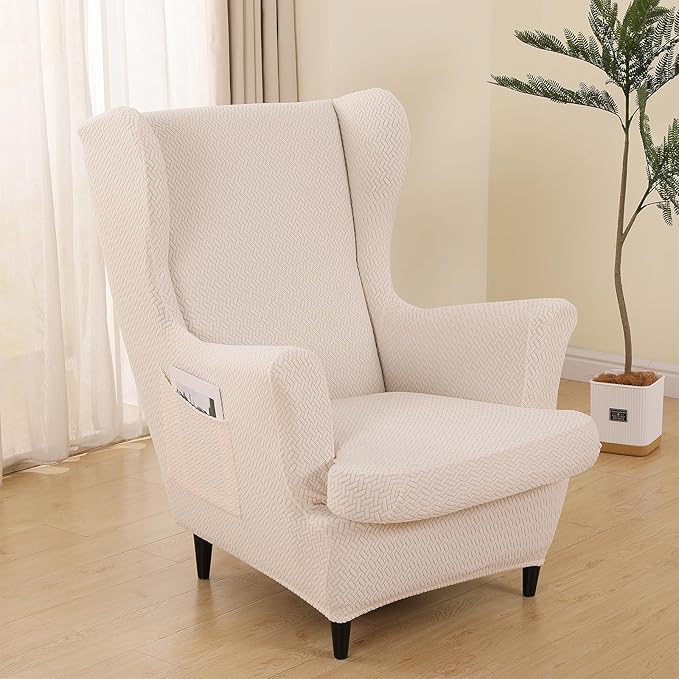 HAOYONG Jacquard Wingback Chair Cover Thickening Armchair Covers 2 Pieces