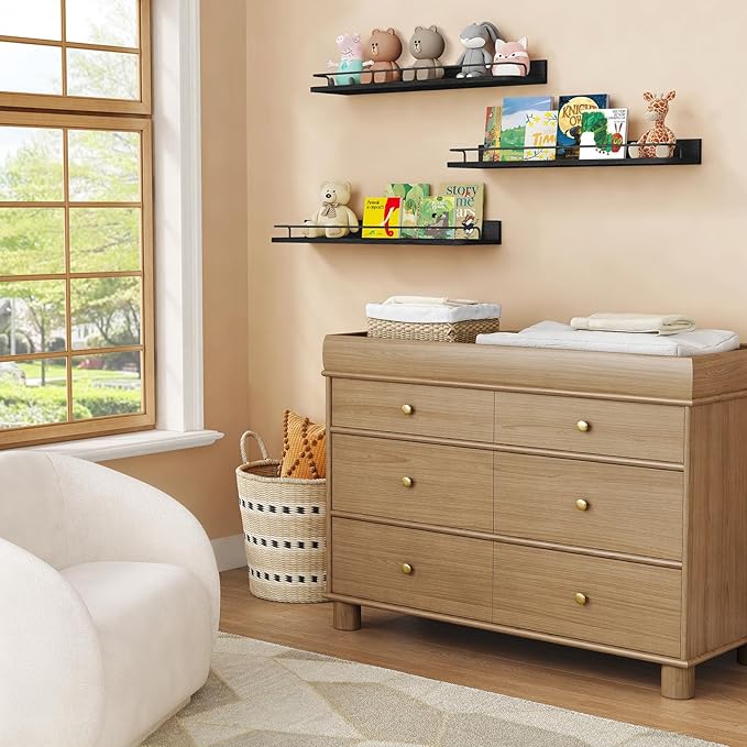 Forbena 24 Inch Wall Shelves for Bedroom 3-Pack, Vintage Large Floating Book