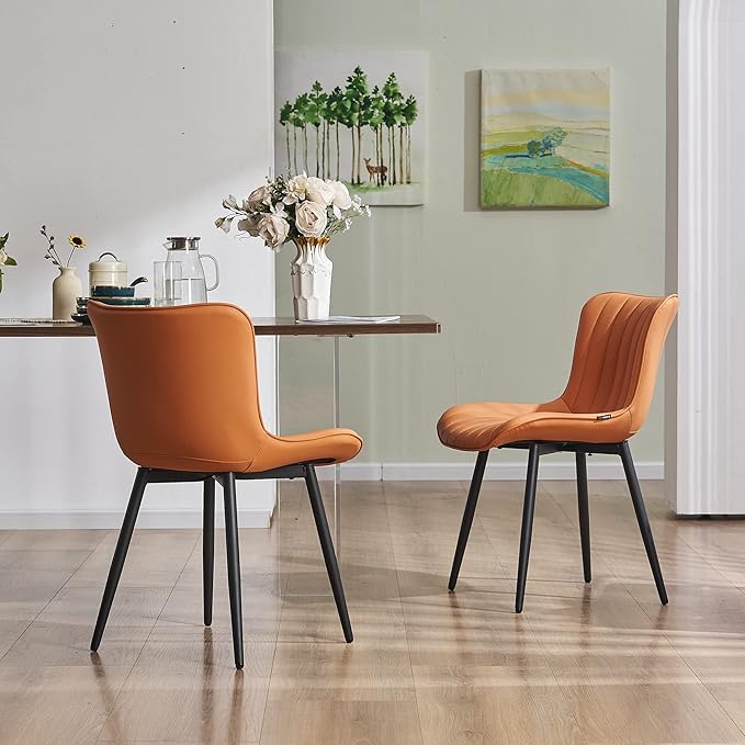 YOUNUOKE Dining Chairs Set of 2 Camel Mid Century Modern Kitchen Chairs Armless