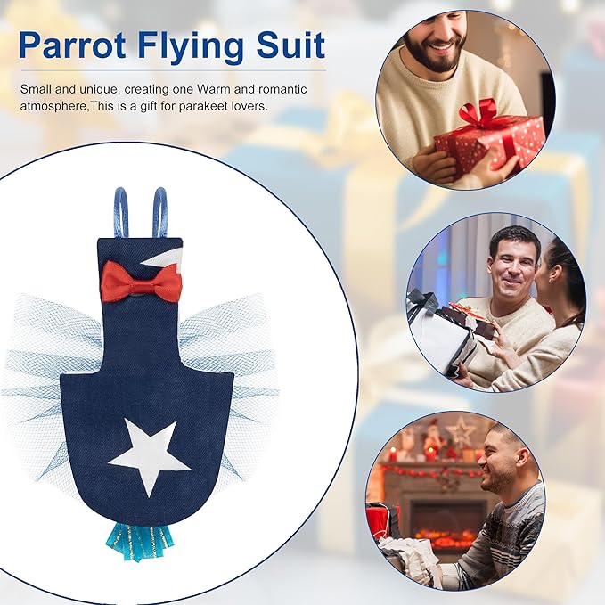 Adjustable Parrot Diaper, Parrot Clothes for Birds, Parrot Diaper Bird Flight Suit, Bird Diaper Harness, Bird Parrot Diaper with Elastic Training Rope (Dark Blue, 1PCS)