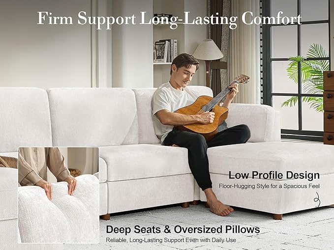 Oversized 2 Seater Modular Sectional Sofa, Solid Wood Frame Sofa, Removable