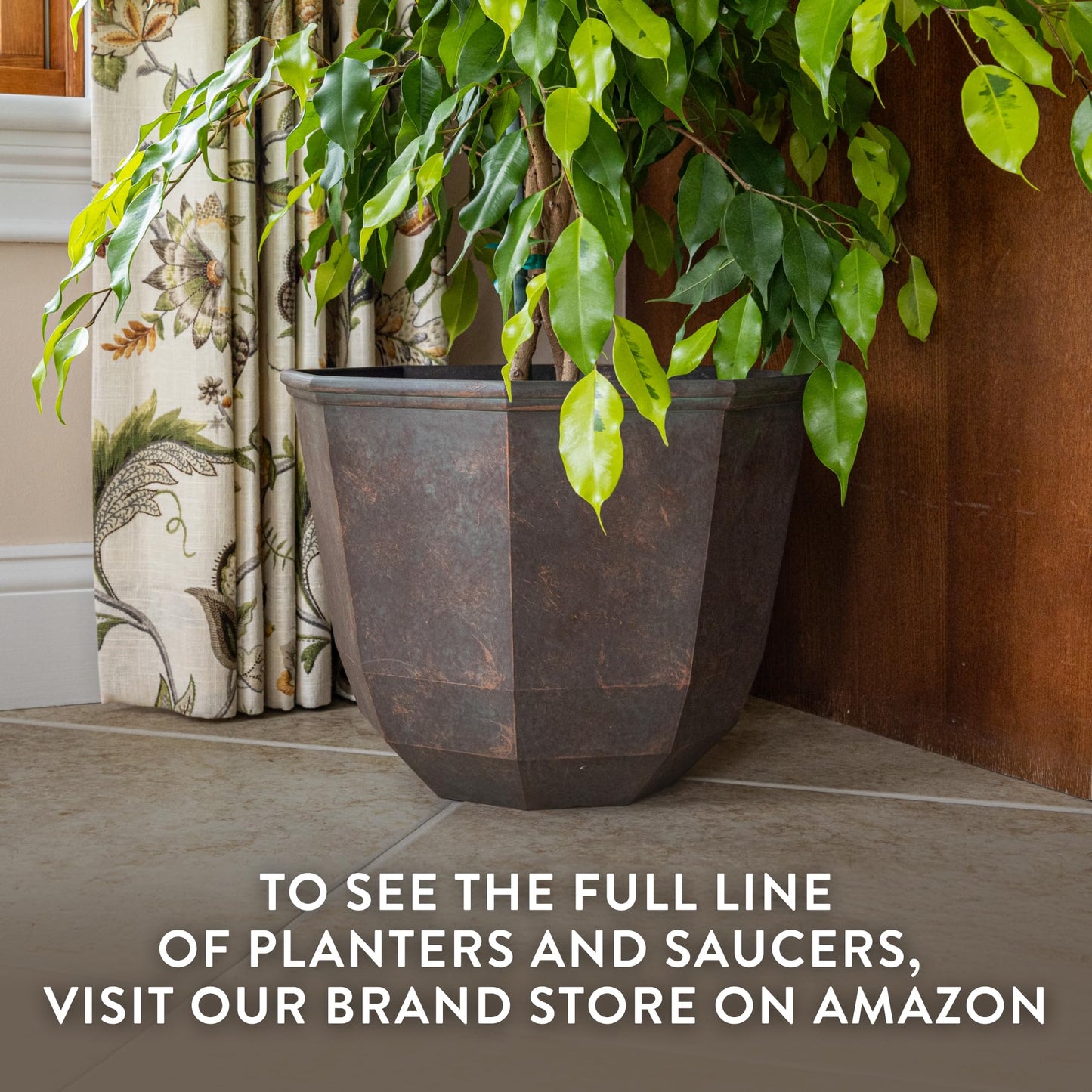 Classic Home and Garden Shaina Planting Pots - Lightweight Indoor & Outdoor Plant Pots - UV-Resistant Resin Flower Pots - Pot Planters for Flowers & Herbs (15” Earth)