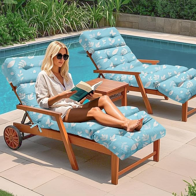 2 Pcs Outdoor Chaise Lounge Chair Cushion 75.1 x 22.8 x 4.7 Inches 100%