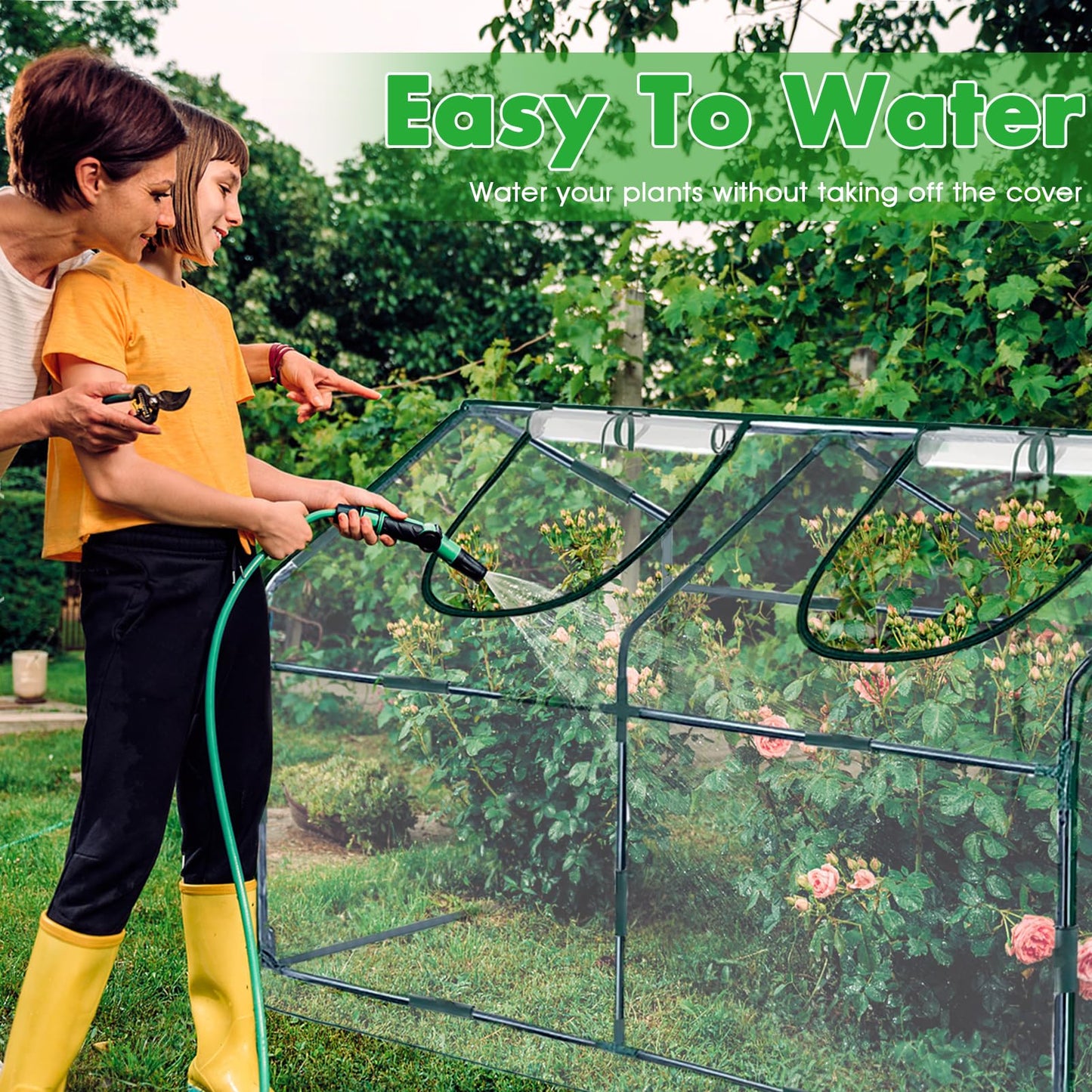 KBOROVER Mini Greenhouse for Outdoor,Portable Small Tunnel Greenhouses for Outdoors with Roll up Zipper Door for Gardening Plant,UV Waterproof Cover with 8 Ground Stakes (Clear, 71" x 36" x 36")