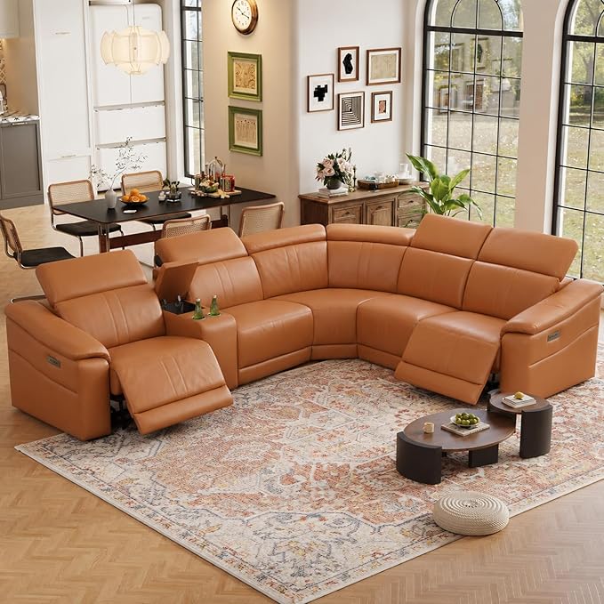 Power Recliner Sectional Sofa, Leather Recliner Sofa
