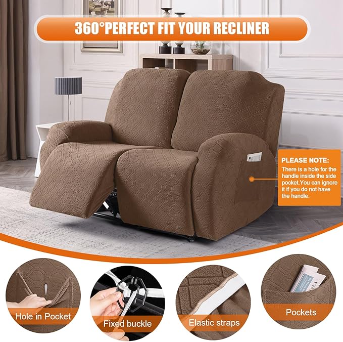 VANSOFY Oversized Recliner Cover, 2-Pieces Stretch Reclining Couch Cover