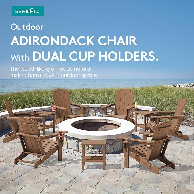 SERWALL Adirondack Chair with Cup Holders