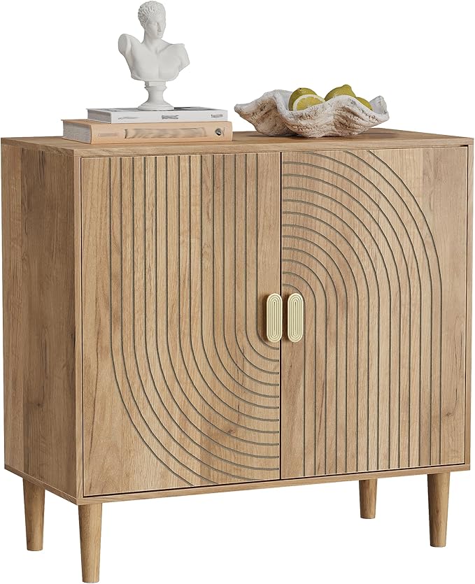 Smuxee Oak Sideboard Cabinet, Freestanding Buffet Cabinet