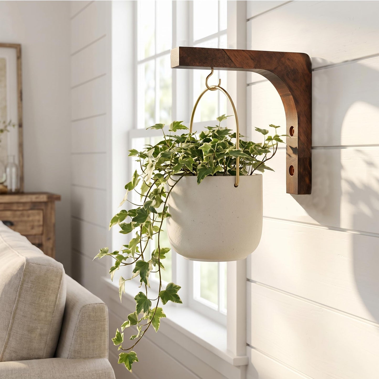 ARTiFiXPRO 2-Pack Wood Wall Hooks for Hanging Plants, Heavy-Duty Wooden Plant Hanger Bracket