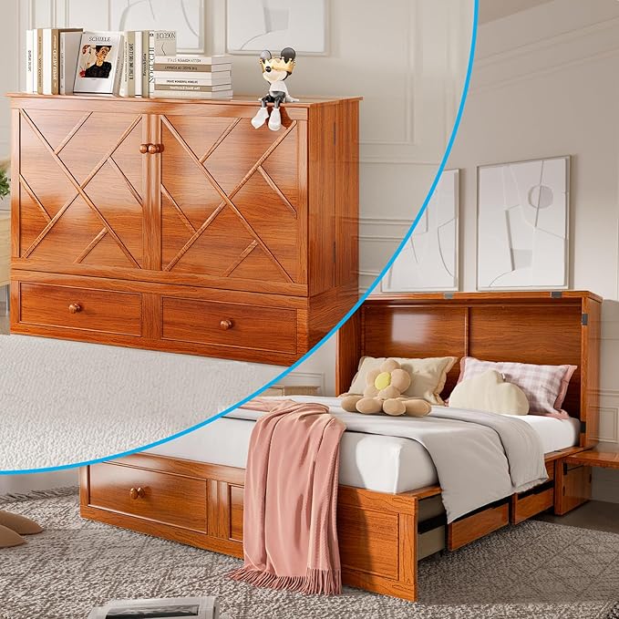 Mjkone Murphy Bed Queen, Cabinet Murphy Bed