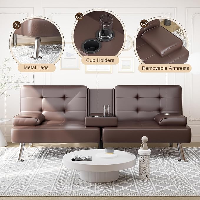 Shahoo Convertible Folding Futon Sofa Bed Sleeper Couch
