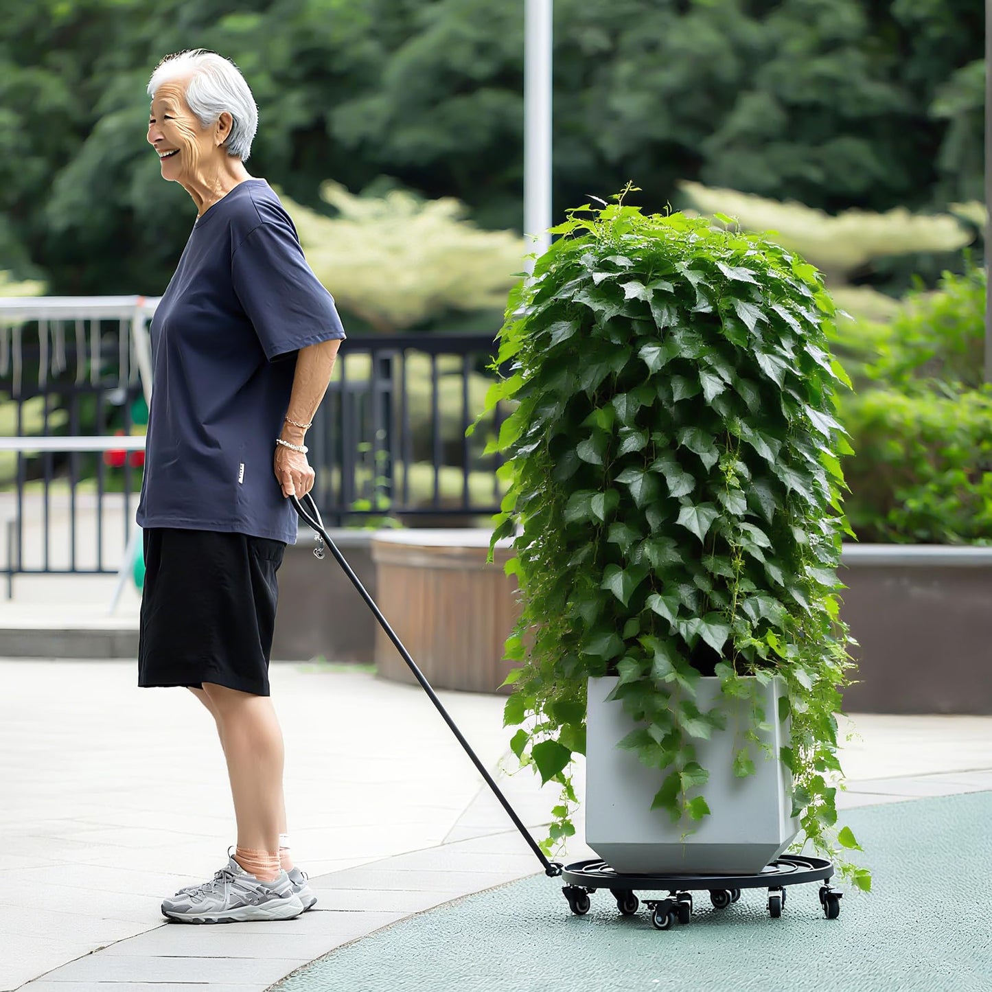 Goooxim 20" Heavy-Duty Plant Dolly with Wheels β Rolling Base for Indoor & Outdoor Use, Detachable Handle, 360Β° Swivel Wheels, Supports Up to 200 lbs β Ideal for Moving Large Pots & Trees