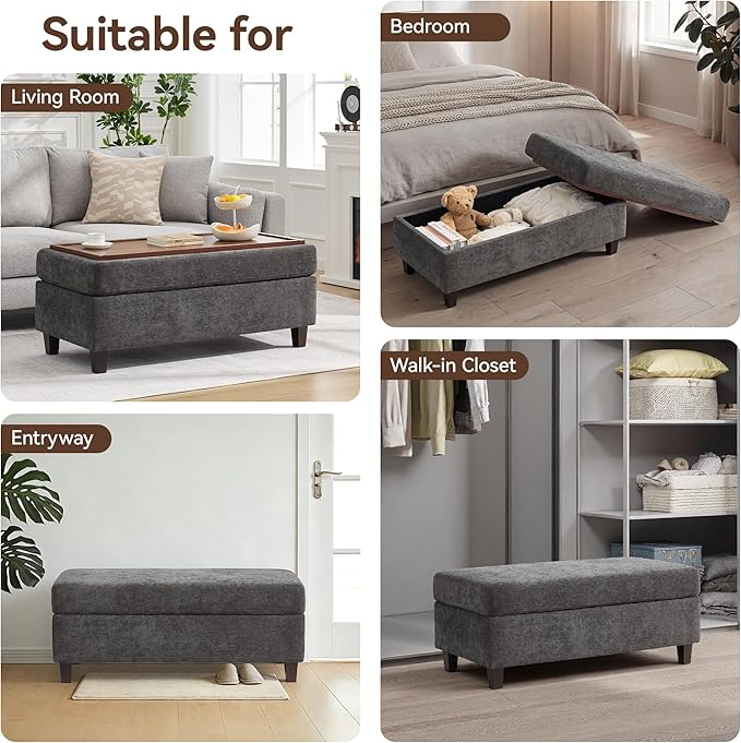 45 Inch Large Storage Ottoman Bench