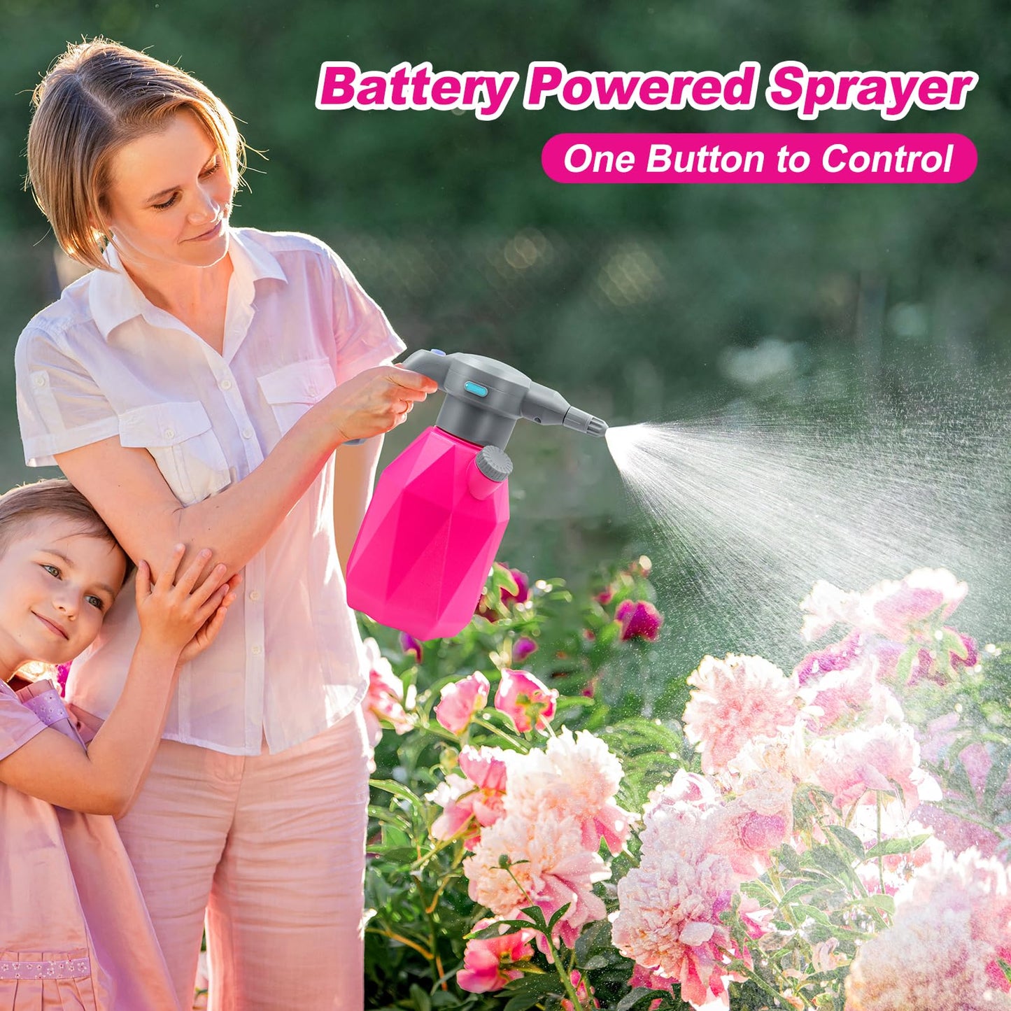 SideKing 0.5 Gallon Electric Spray Bottle Plant Mister for Indoor/Outdoor Plants, 2L Automatic Watering Can Rechargeable Battery Powered Sprayer with Adjustable Spout for Garden, Fertilizing, Cleaning
