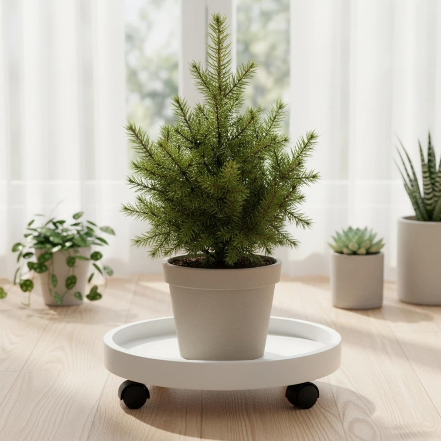 Fjxxxn Rolling Plant Caddy 12.6 Inches,Plant Stand with Wheels for Heavy Potted Plants, Deck and Garden Use, 140Lbs Load Capacity