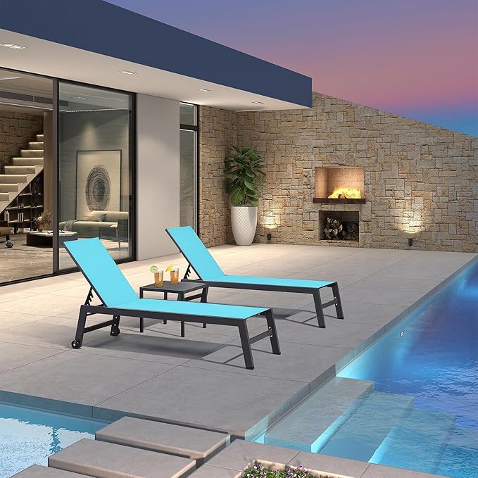 PURPLE LEAF Outdoor Patio Chaise Lounge Set 2 Pieces Pool Lounge Sunbathing