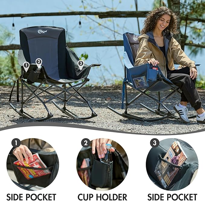 Portal Camping Rocking Chair Outdoors Folding Portable Rocker