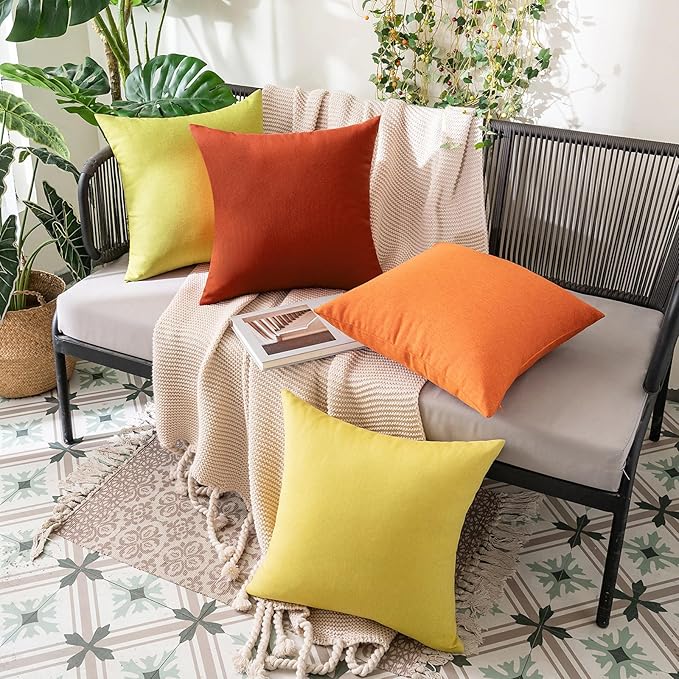 MIULEE Pack of 2 Decorative Outdoor Solid Waterproof Throw Pillow Covers Faux