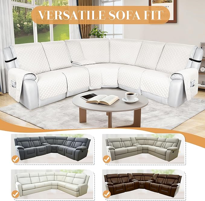 HDCAXKJ 100% Waterproof Reclining Sectional Couch Covers L Shape Recliner Sofa