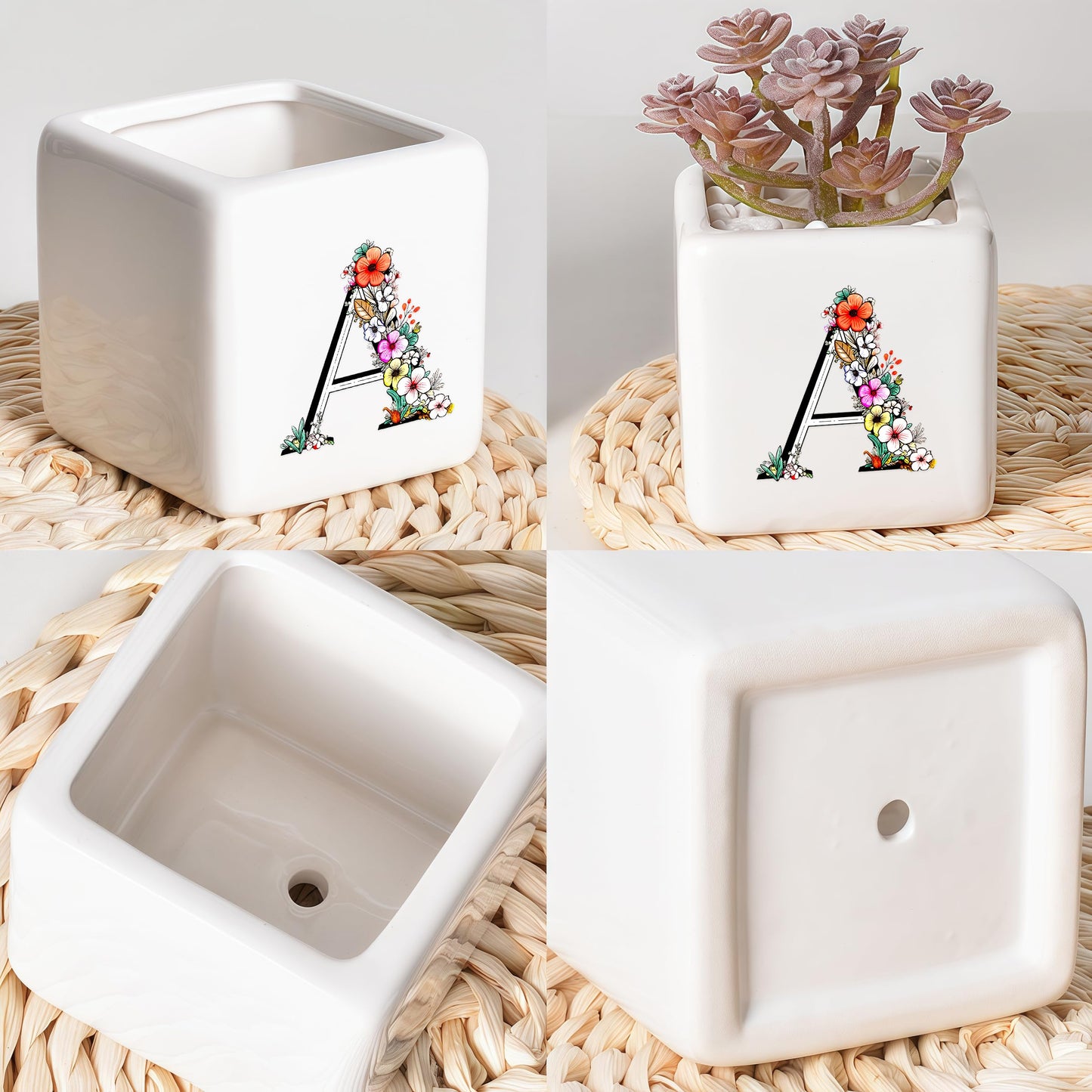 BJDAMAI Succulent Planter Flower Plant Pot Small, Gifts for Teens Toddler Girls Kids Daughter, Granddaughter, Sister, Niece Birthday Themed Party (Letter A)