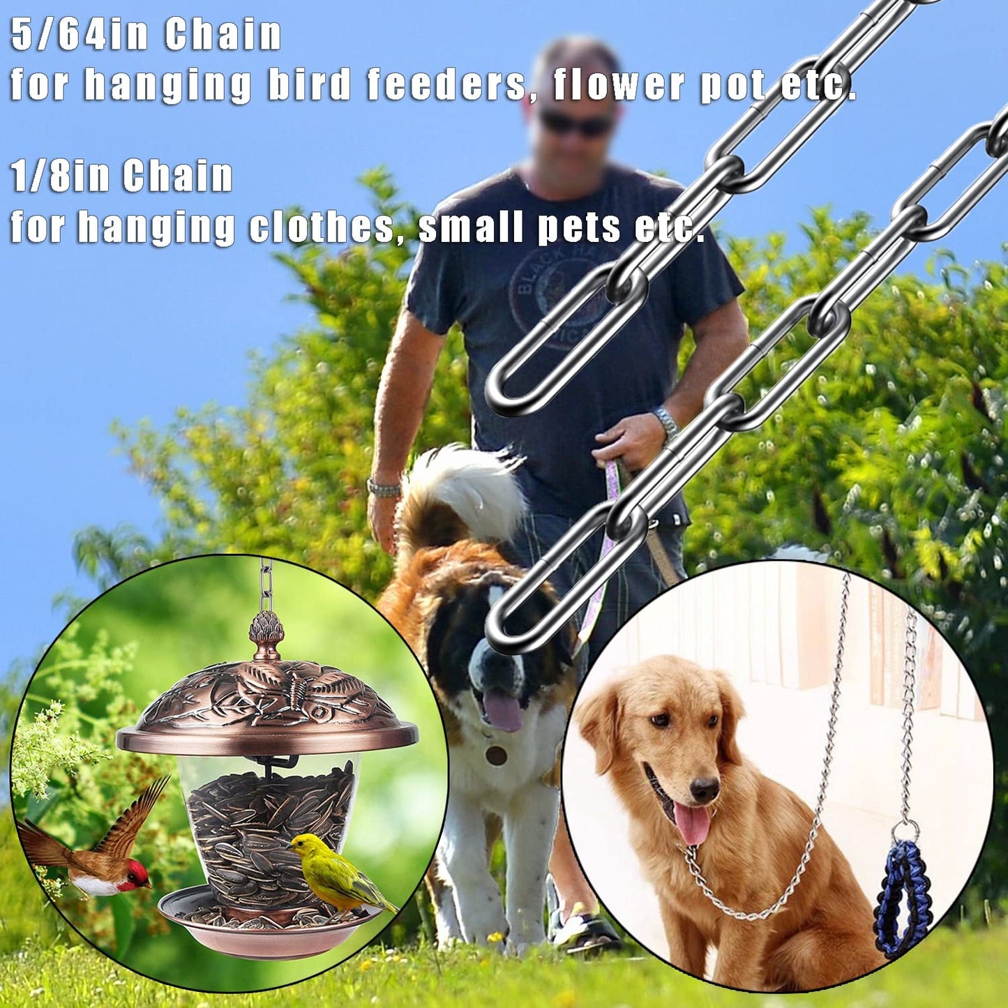 Stainless Steel Chain, Lsqurel 13ft Metal Chain Link Chain Small 5/64in Light Duty Chain Utility Chain Jack Chain for Home Outdoor Camping Hanging etc (5/64in-13ft)