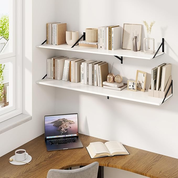 Fun Memories Floating Shelves for Wall, 12 Inch Deep Floating Shelves Set of 2