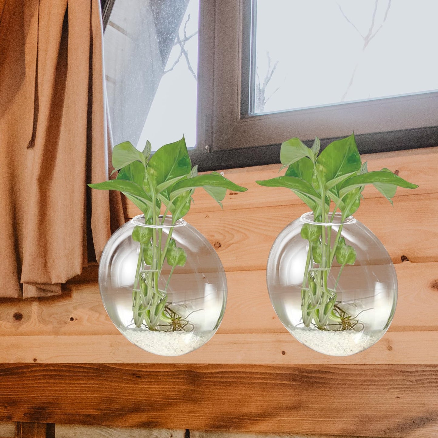 GALPADA Wall Hanging Hydroponic Glass Terrarium Planter Vase Flat Glass Plant Pot for Indoor Home Décor, Single Piece