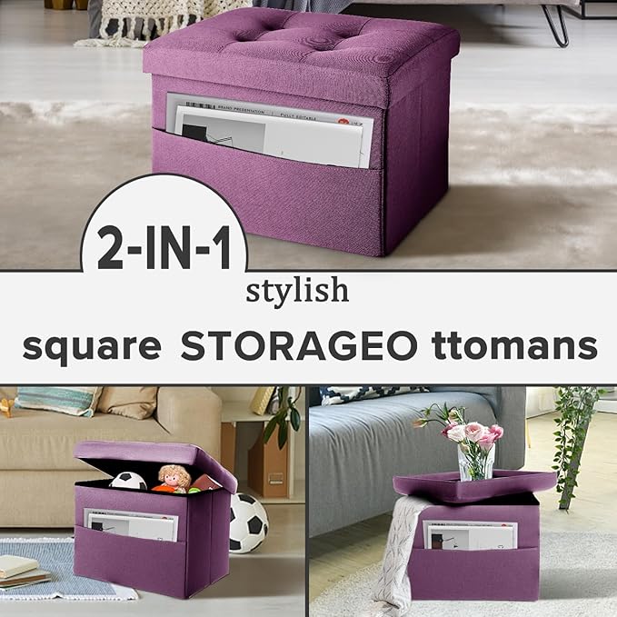 LINMAGCO Storage Ottoman Folding Foot Stool Foot Rest
