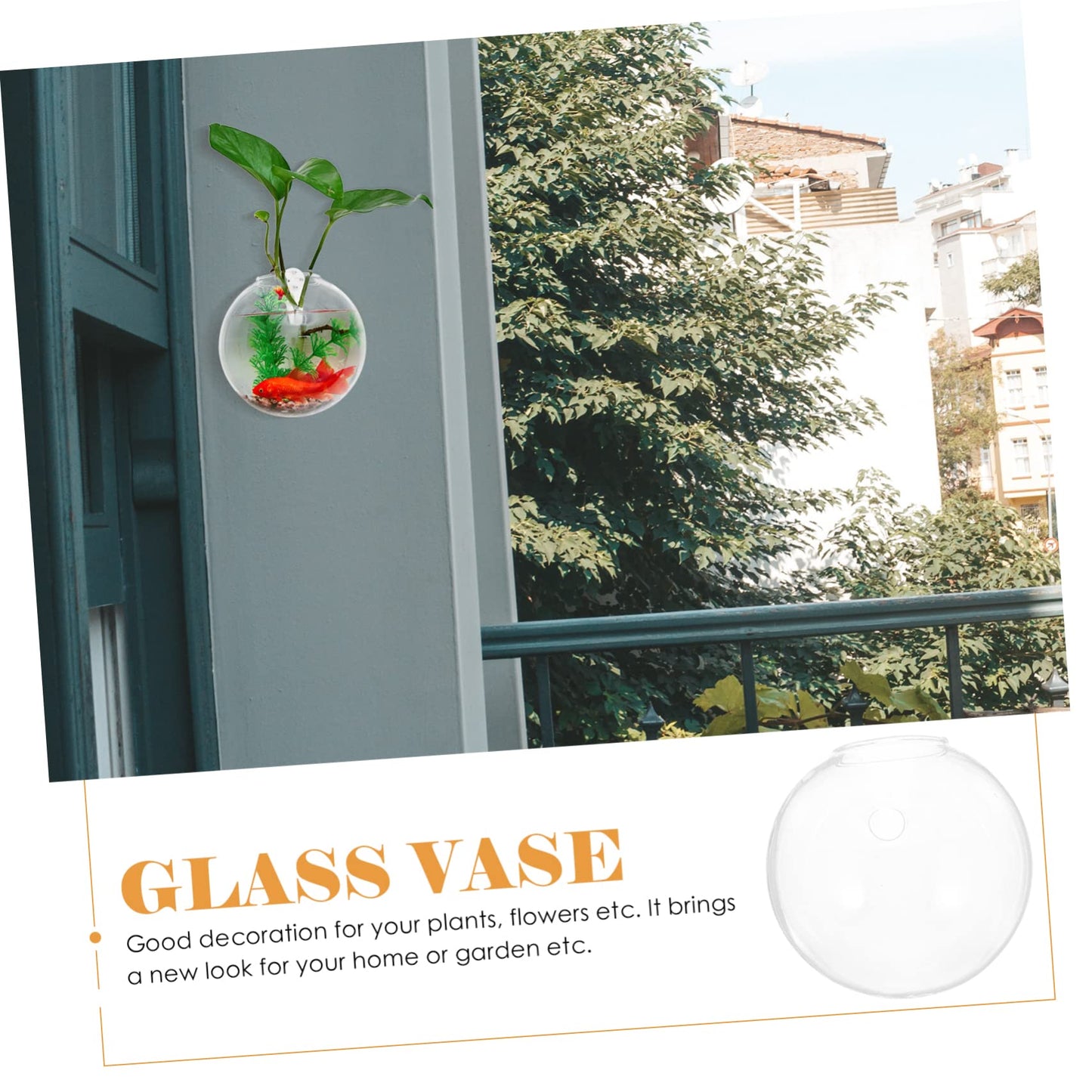 Levemolo 1set Glass Wall Plant Vase Decorative Hanging Vases for Wall-Mounted Plant Terrarium Bud