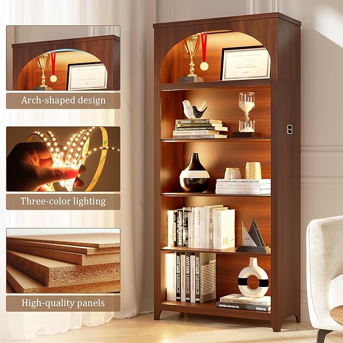 Dystler 5-Tier Arched Bookshelf