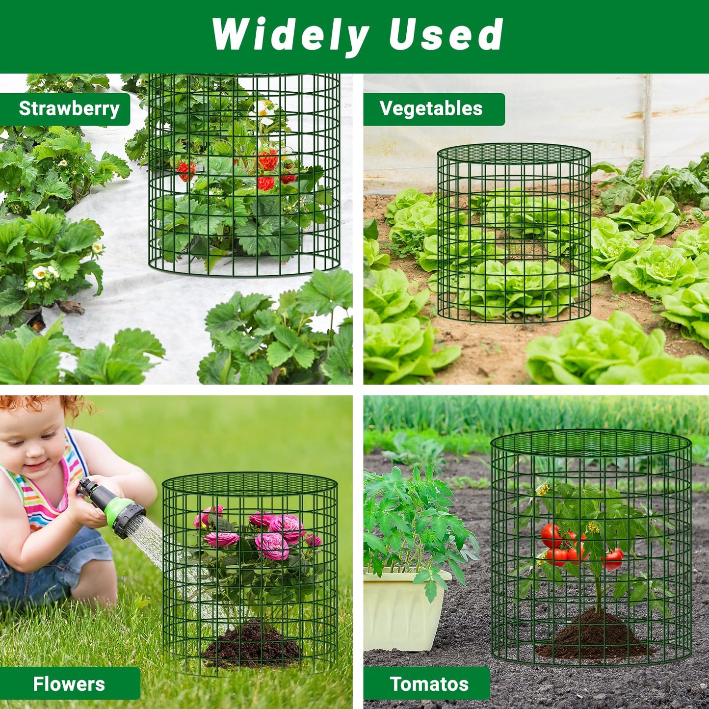 UNIFAMILY 6pcs Plant Protectors from Animals with 2 Round Covers 13 x 11.8IN, Metal Plant Cages for Outdoor Plants, Chicken Wire Cage, Plant Protectors for Keeping Bunny Chicken Squirrels Birds Out