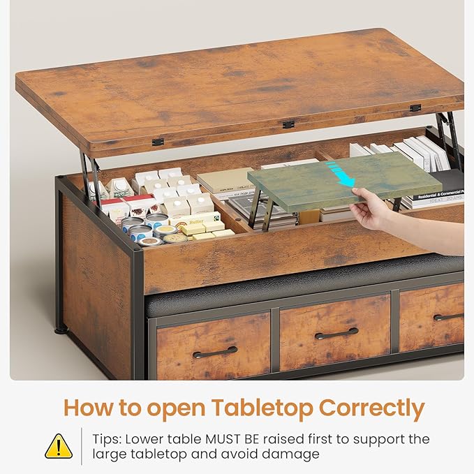 Itaar Lift Top Coffee Table Set, Center Table