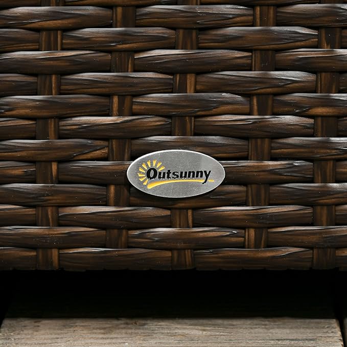 Outsunny 113 Gallon Deck Box, Rattan Outdoor Storage Box, Waterproof Storage