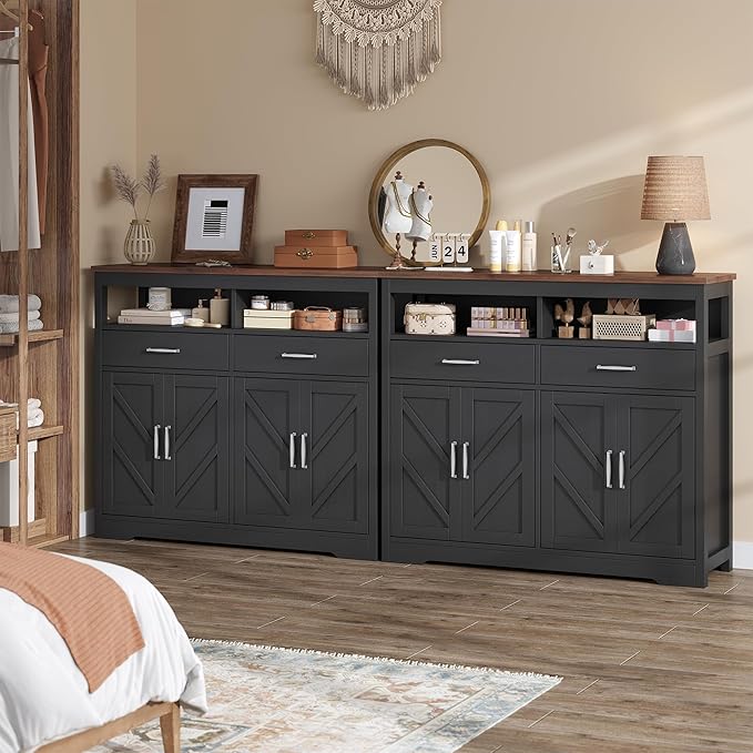 knoworld Buffet Sideboard with Storage Farmhouse with 4 Doors, Dining Room