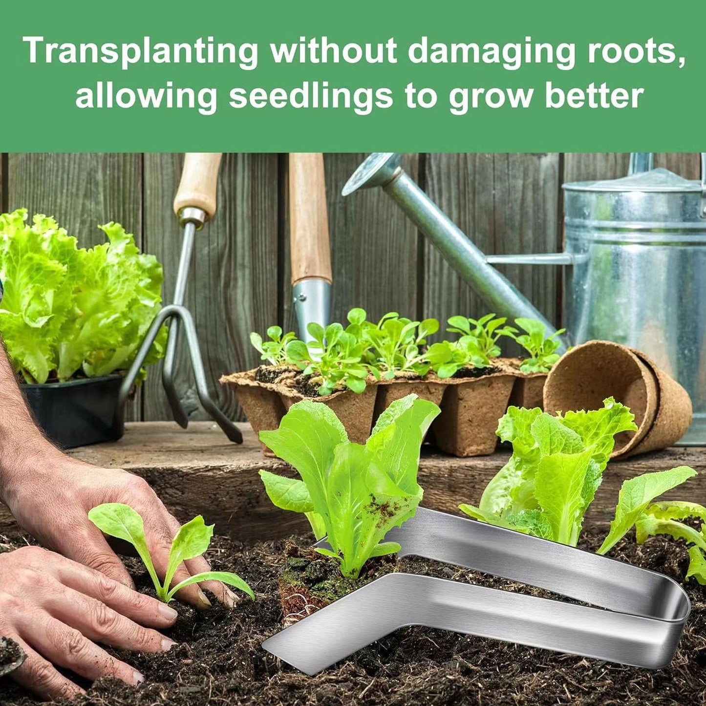 2 pcs Seedling Transplant Tongs, Stainless Steel Seedling Starters Remove Tongs, Gardening Plants Transplant Tongs for Reducing Root Damage