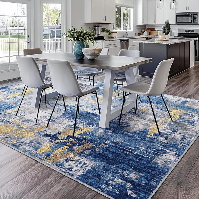 RELEANY Washable Area Rugs Square 6ft Non-Slip Modern Abstract Soft