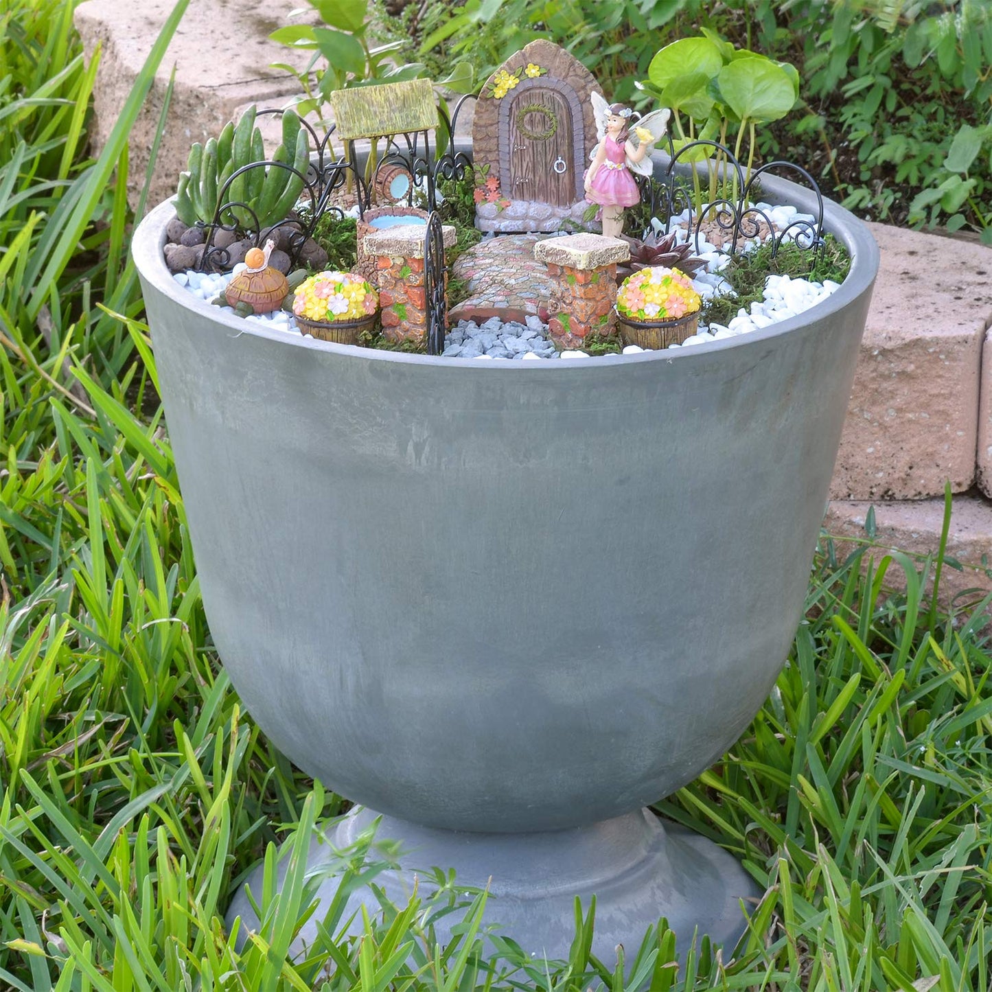 Arcadia Garden Products Pebble Lane Polyresin Fairy Garden Kit (11-Piece), FG34 (FG34)