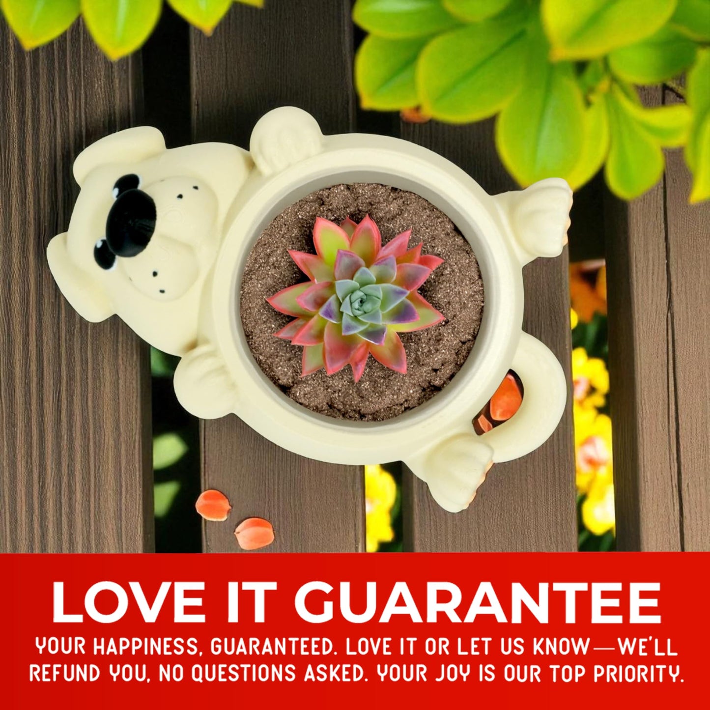 Mivi Collection Chonky Dog Belly Plant Pot β Lay-Flat Pup Planter for Succulents, Funny Pet Lover Gift, Cute and Uselessly Helpful Dog Container for Home or Office Decor